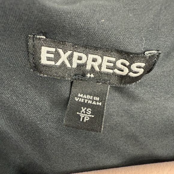 Express XS Shift Dress Dandelion Print Black Chiffon Zipper V Neck Long Sleeve - Picture 10 of 11